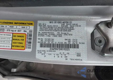 2017 Ford Fusion Se из США, поврежденный, VIN 3FA6P0H72HR193325